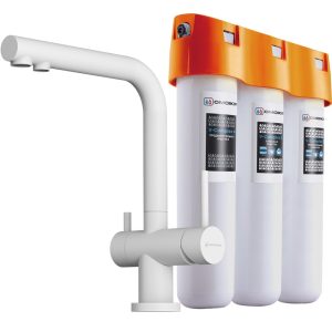 Смеситель для кухни Omoikiri Nagano P + Pure Drop Lite с фильтром Белый матовый 4054.8028P