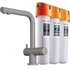 Смеситель для кухни Omoikiri Nagano P + Pure Drop Lite с фильтром Серый матовый 4219.8028P