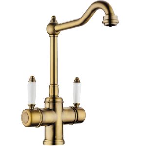 Смеситель для кухни Omoikiri Tottori Латунь античная / Белый 4994009