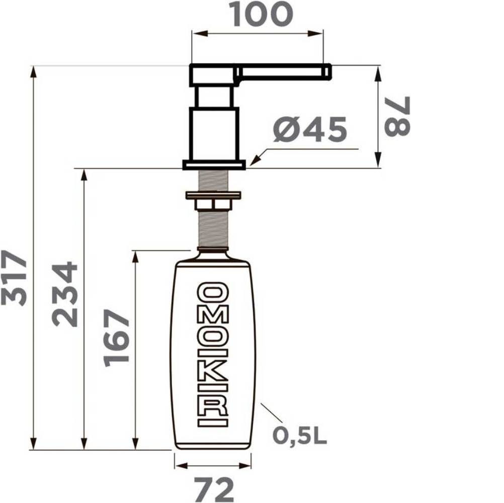 Дозатор встраиваемый Omoikiri OM-05 Графит 4995054 — изображение 4